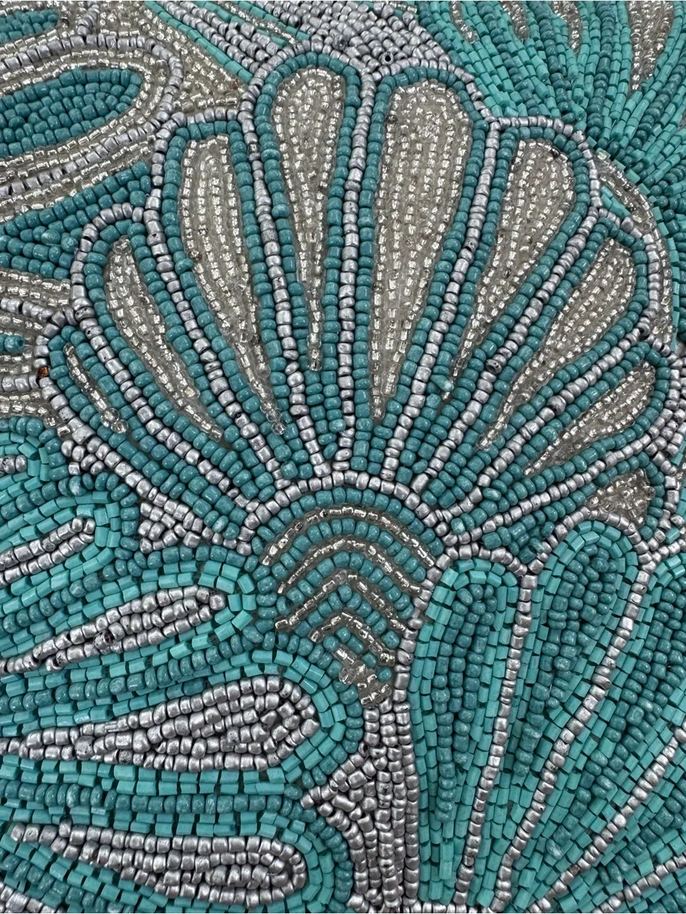 Beaded Seashell Motif 12” x 12” Square Decorative Pillow Blue